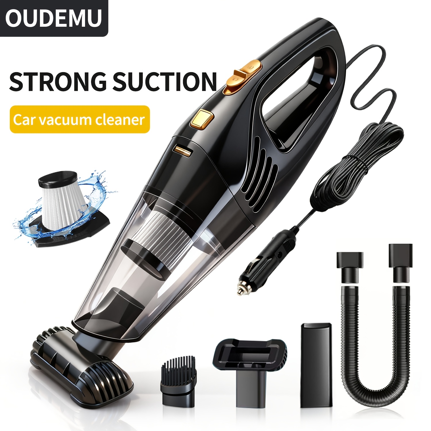 TEMU Car Vacuum Cleaner, Super Suction Handheld Vacuum Cleaner, , Used For Car Interiors, Car , Pet Hair Cleaning, Women' Accessories Car Supplies