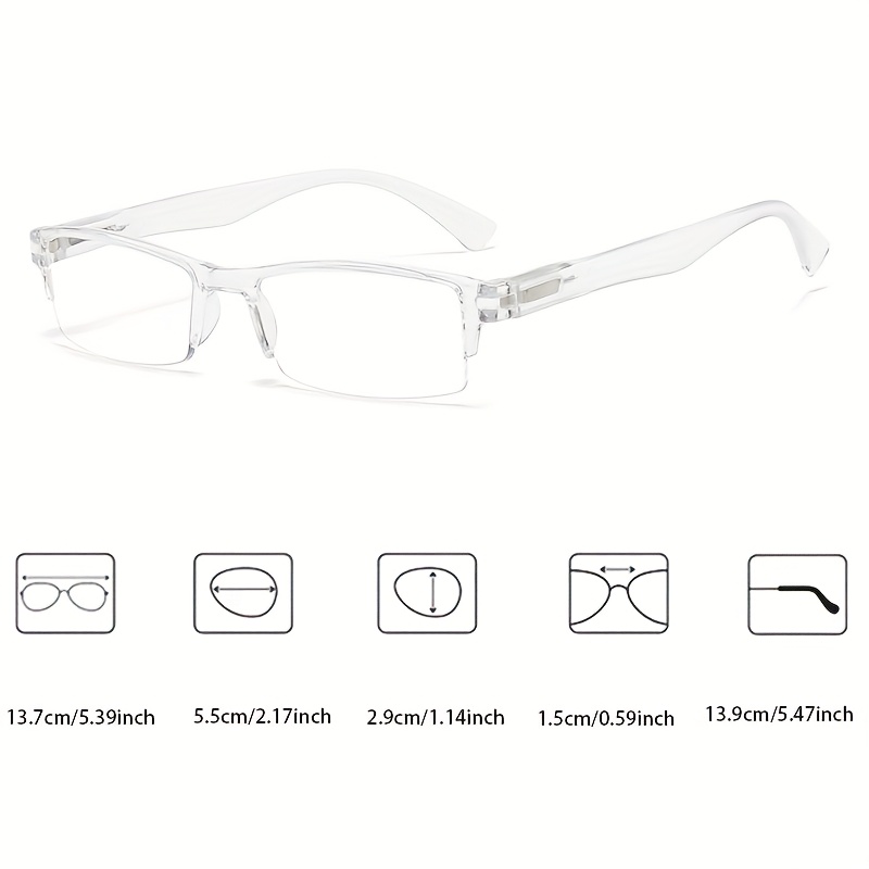 Transparent Ultra-Light Small Square Spring-Leg Reading Glasses
