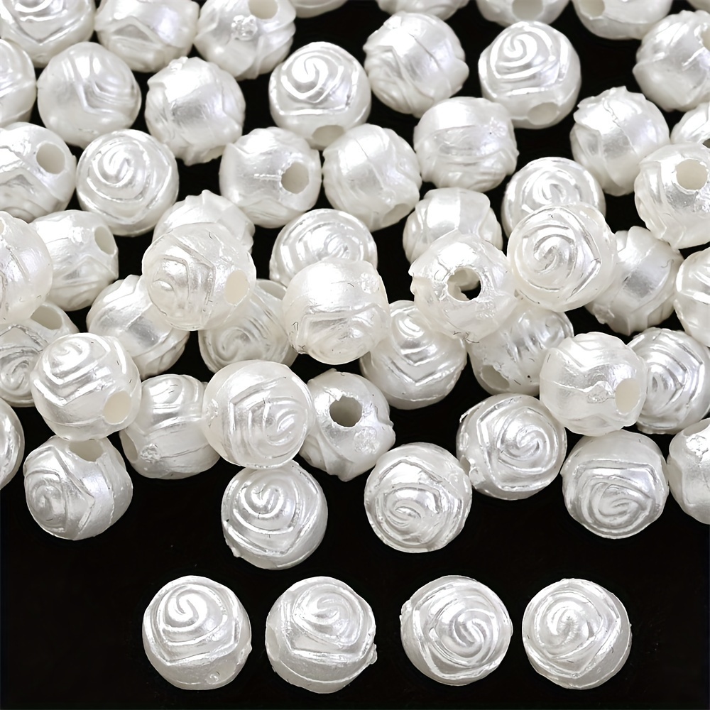 

200pcs 6mm White Acrylic Rose Beads, Suitable For Bracelets Necklace Jewelry Making Accessories