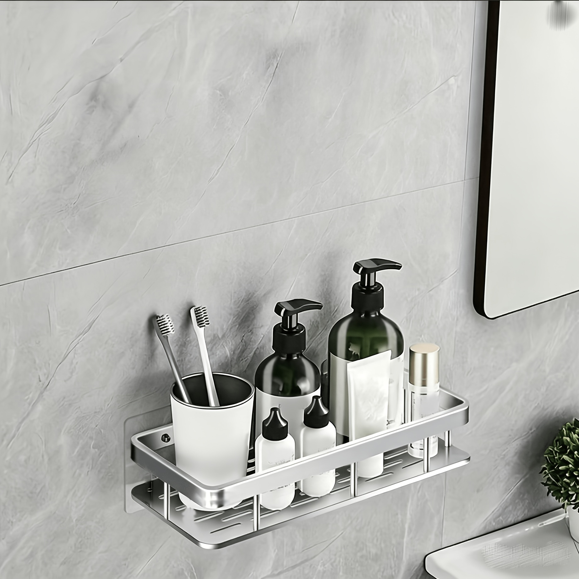 TEMU 1pc Of Perforated Storage Rack, Multifunctional Bathroom Storage Rack, Kitchen Storage Rack, Bathroom Storage Rack, Utility Racks