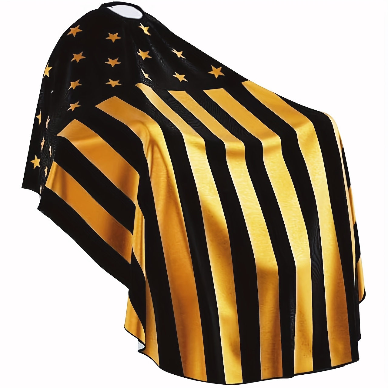 Image of 1pc-golden Striped Barber Cape, Design Barber Apron, Hair Stylist Professional Cut Cape, Adjustable Elastic Neckline, .