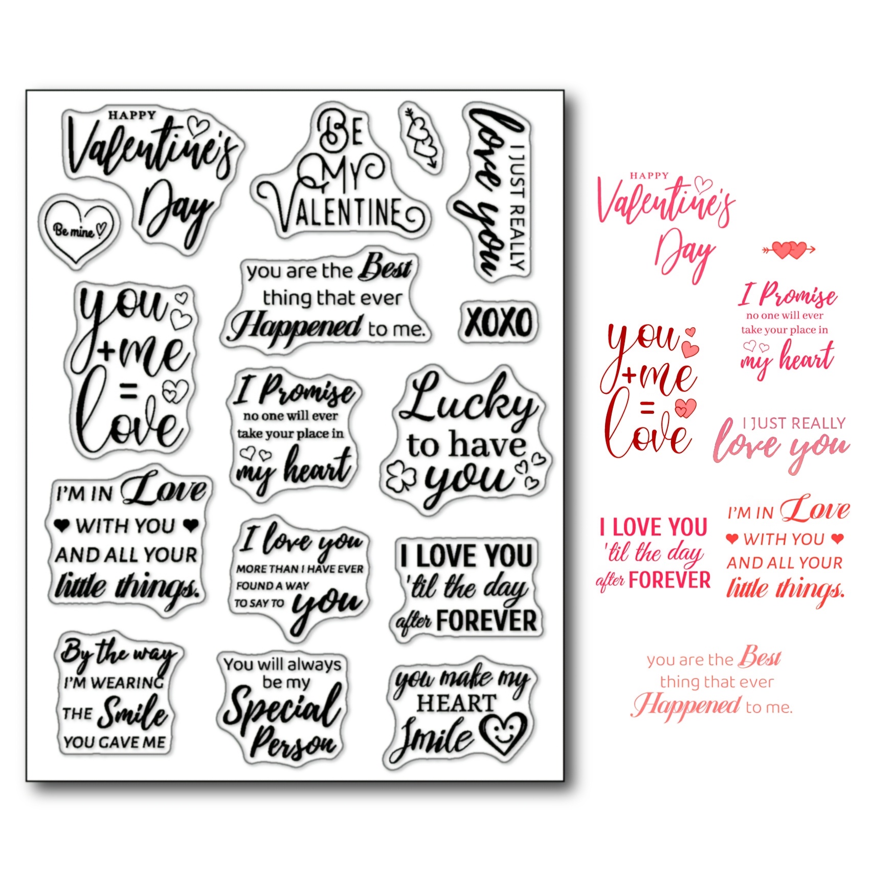 

Happy Valentine's Day Phrases Love You Clear Stamps, Transparent Silicone And Polypropylene Rectangle Stamps For Card Making Journaling Greeting Paper Craftings