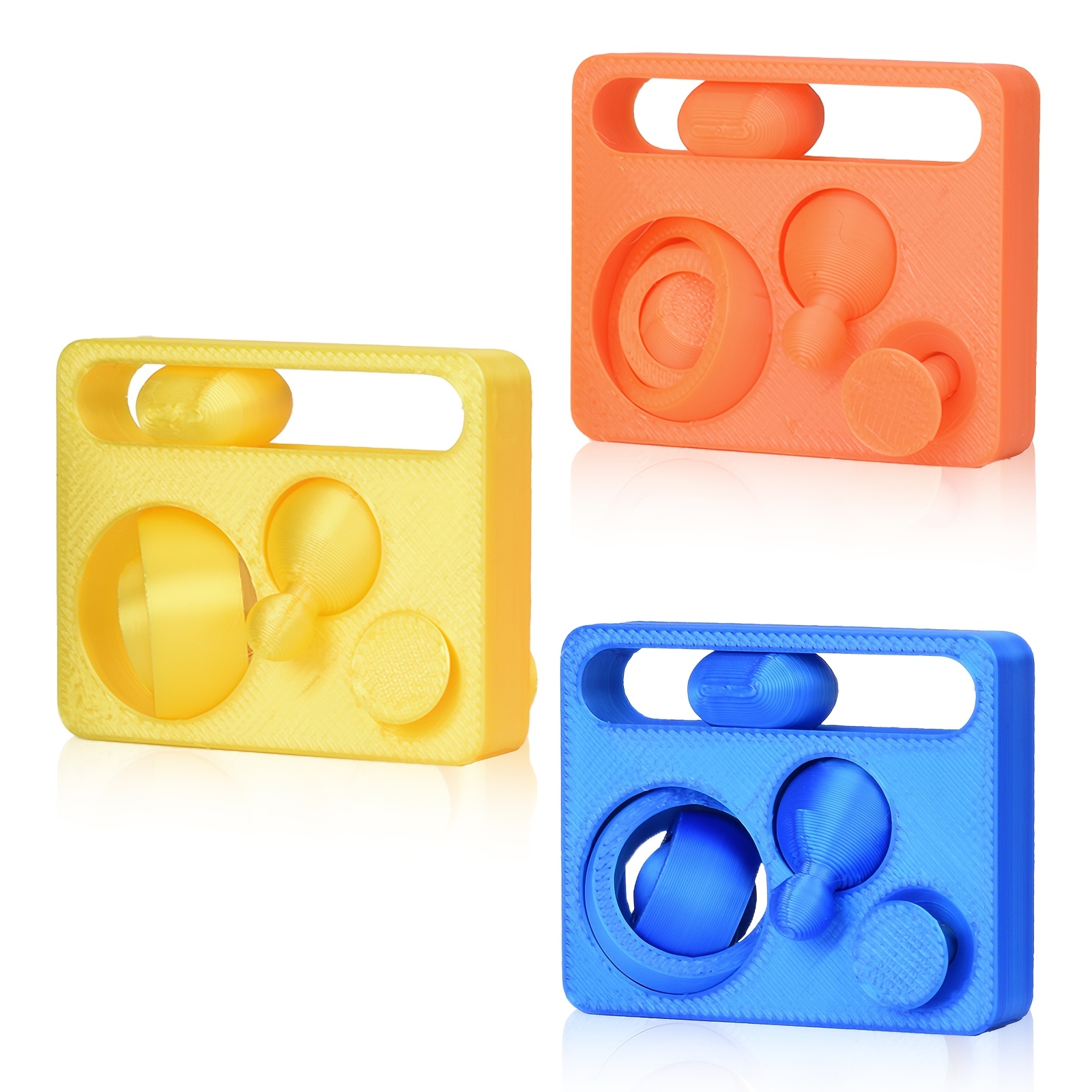 TEMU Lot de 3 curseurs rotatifs 3D 4-en-1 pour doigts, glisseurs -stress à pression, cliquet, -stress pour doigts, texturés pour le