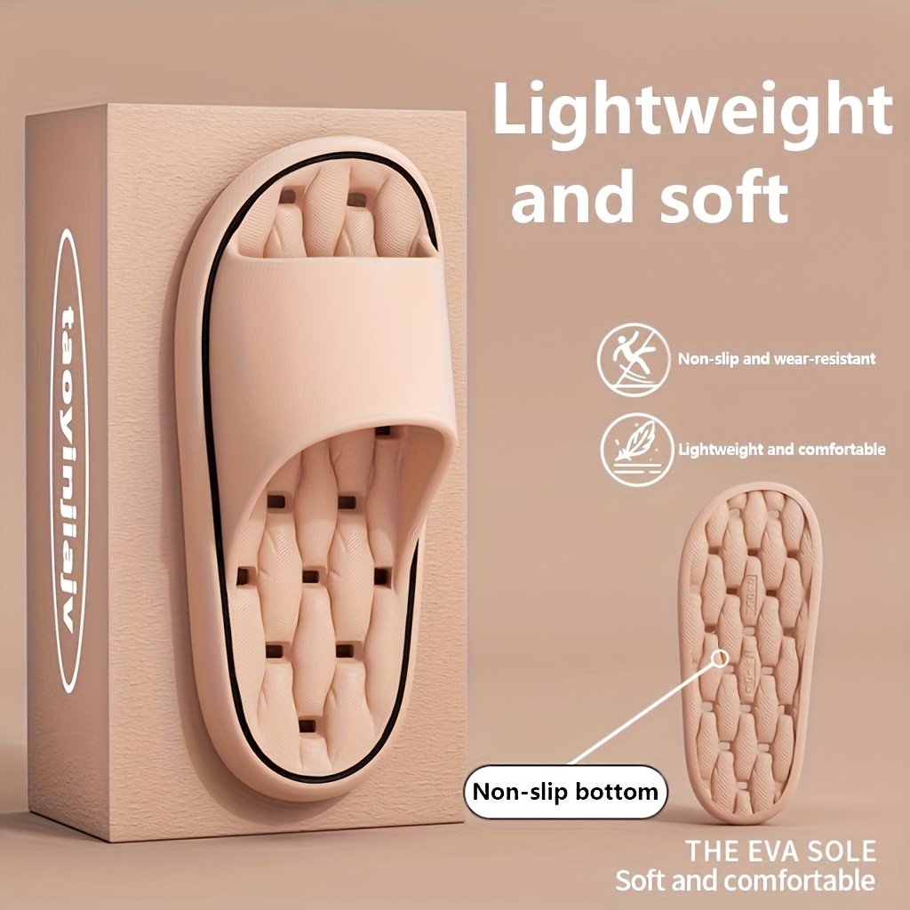 

Women's Quick-dry Eva Slides - Comfortable, Non-slip Sole For Home & Bathroom Use, Solid Color Summer Sandals