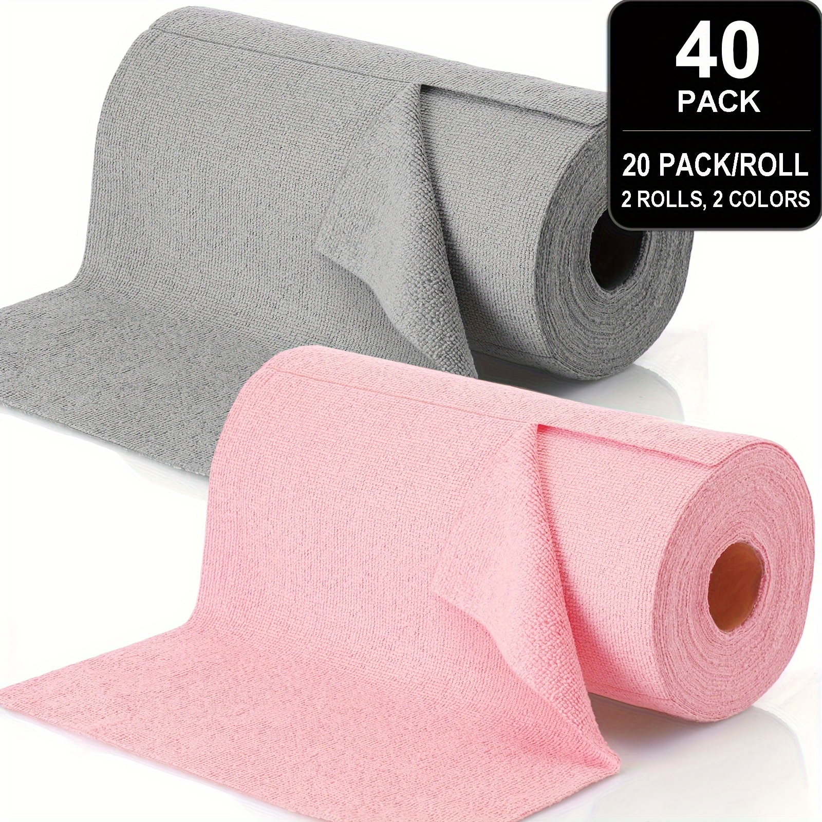 

40- Cleaning Cloth Rolls - Tearable - Towels, 10"x10" Reusable & Wipes For , , Bathroom, , , - &