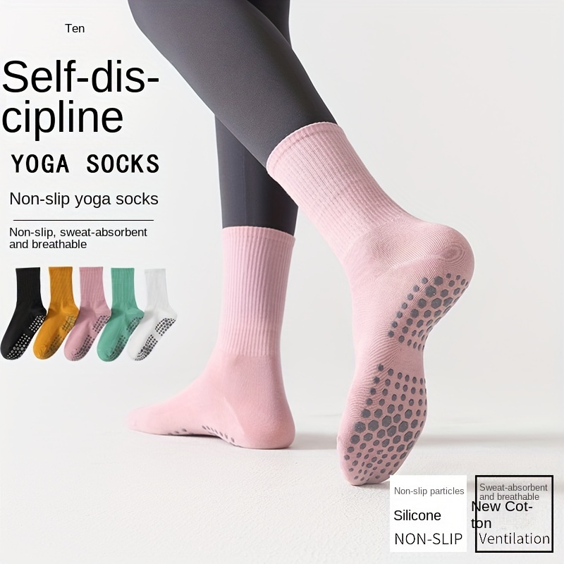 Women Breathable Towel Bottom Yoga Socks Silicone Non-Slip Bandage