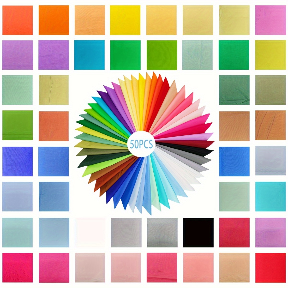 

50pcs Pre-cut Solid Color Fabric Squares, 125gsm - Ideal For Diy Quilting & Crafts, Hand Wash Only