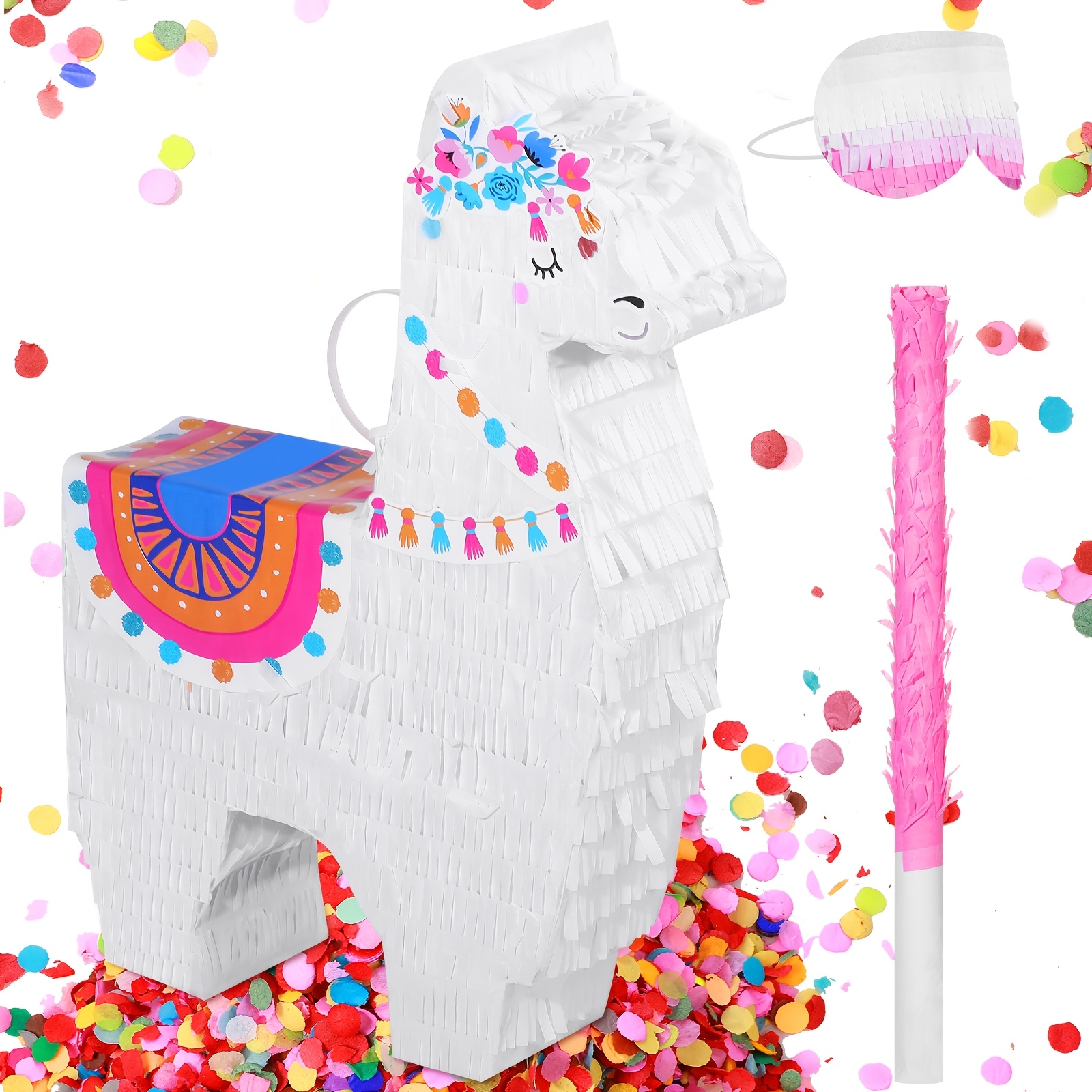 Unique- Pinata Buster Lot de 2 bâtons et Bandeaux pour Les Yeux 50,8 cm, 80804Q, Multicolore