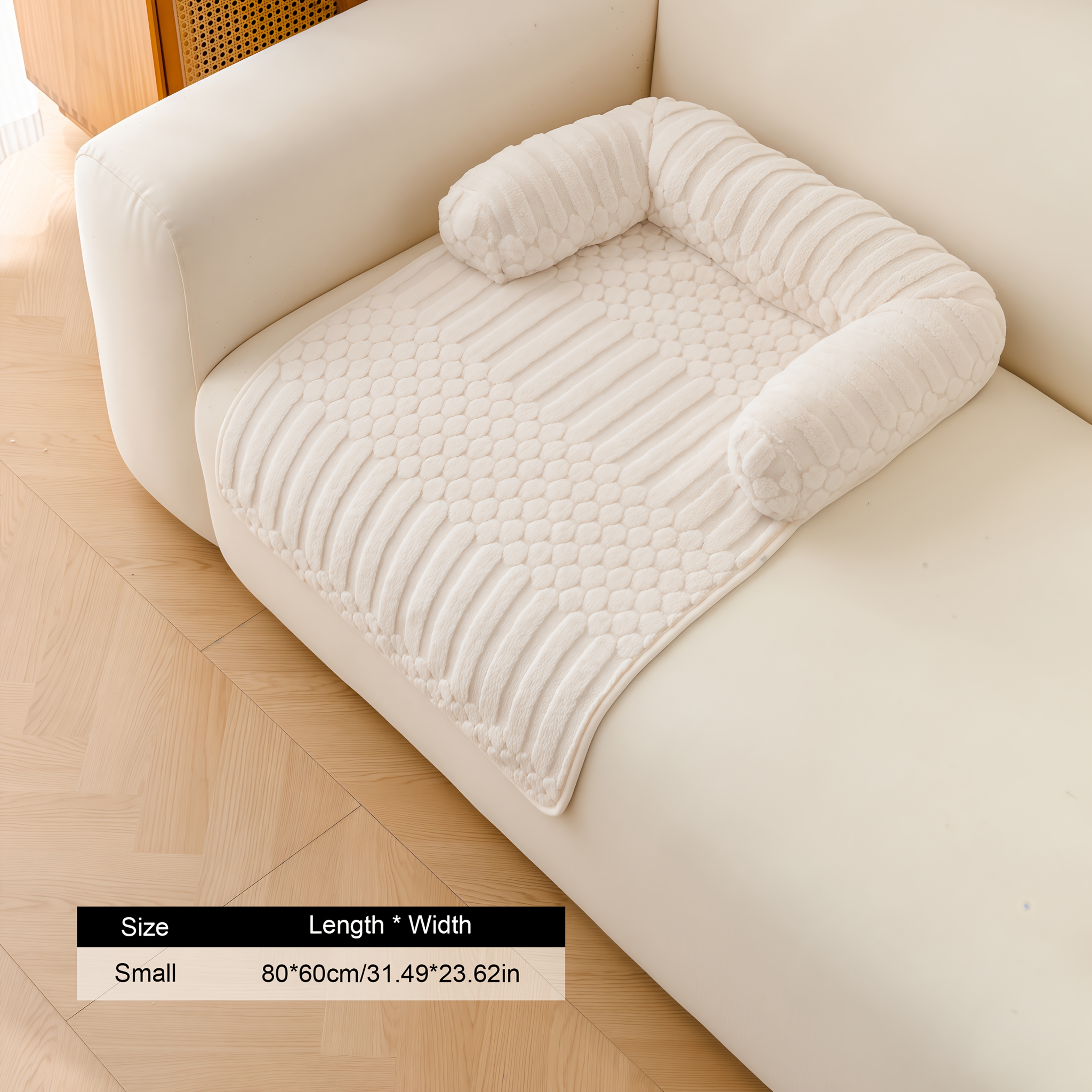 TEMU 1pc Modern Vertical Striped Shu Pet Bed Mat Suitable For Small/medium/large , Non-slip Bottom & Machine Washable Soft Warm Cushion With Jacquard
