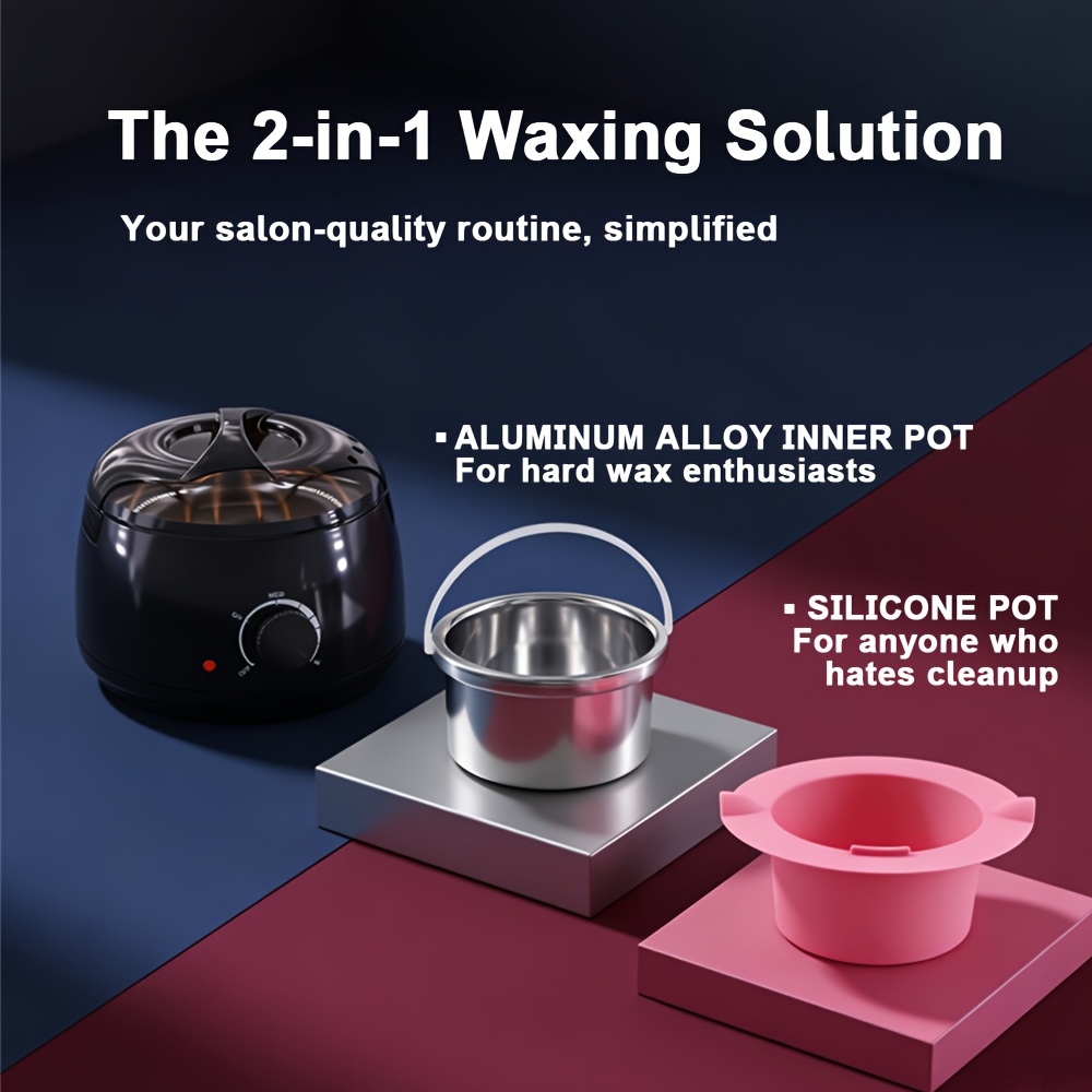 Image of 500ml Wax Warmer Wax Heater For Hair Removal, Hot Wax Machine With Auto And Fast, 2 Inner Pots Aluminum And Collapsible For , Melts All Wax Types For Face, Body And Bikini Hair Removal