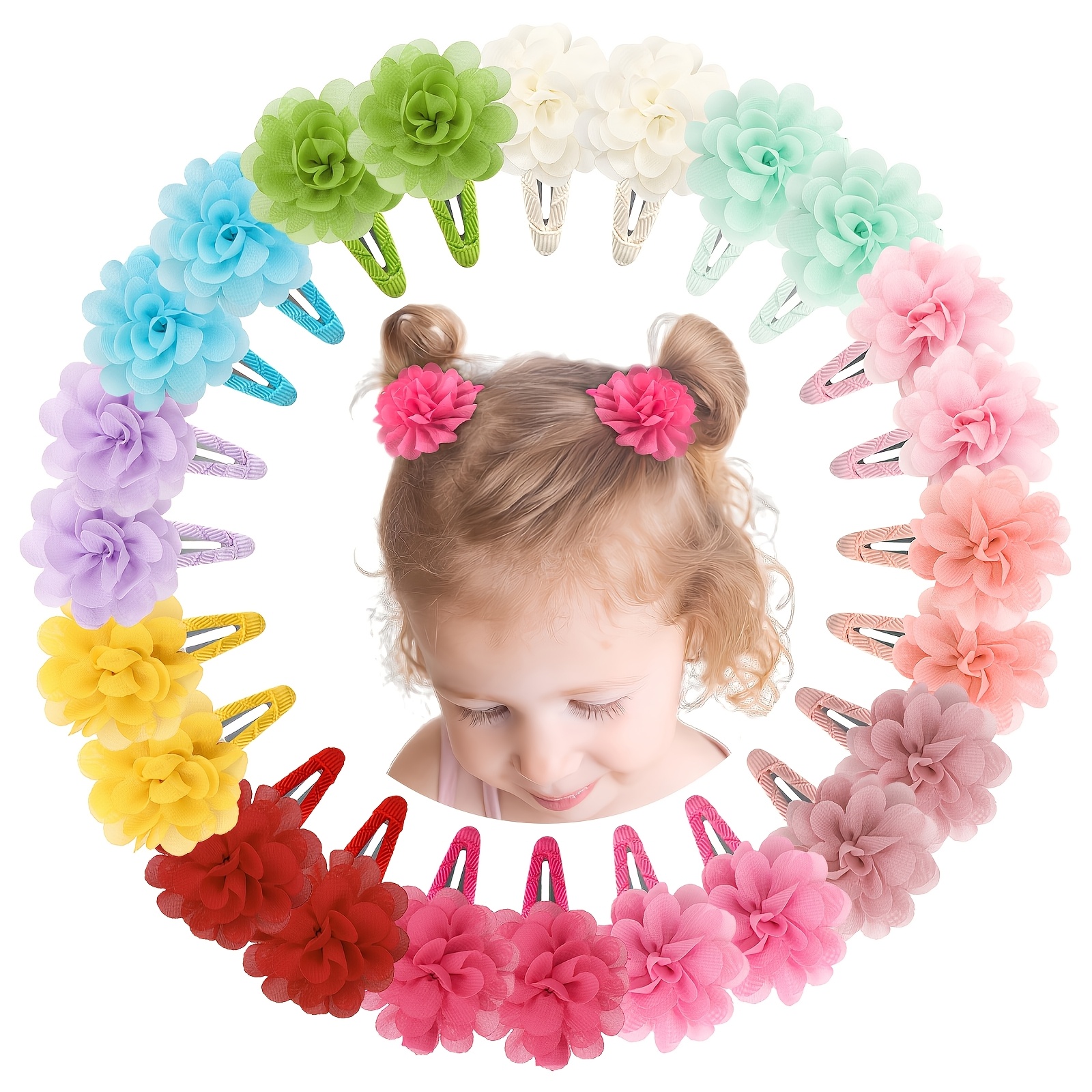 E-shop Ein Set aus 24 bezaubernden, blumenförmigen Haarspangen, die Rutschgefahr verhindern, für den täglichen Styling und eine tolle Geschenkidee