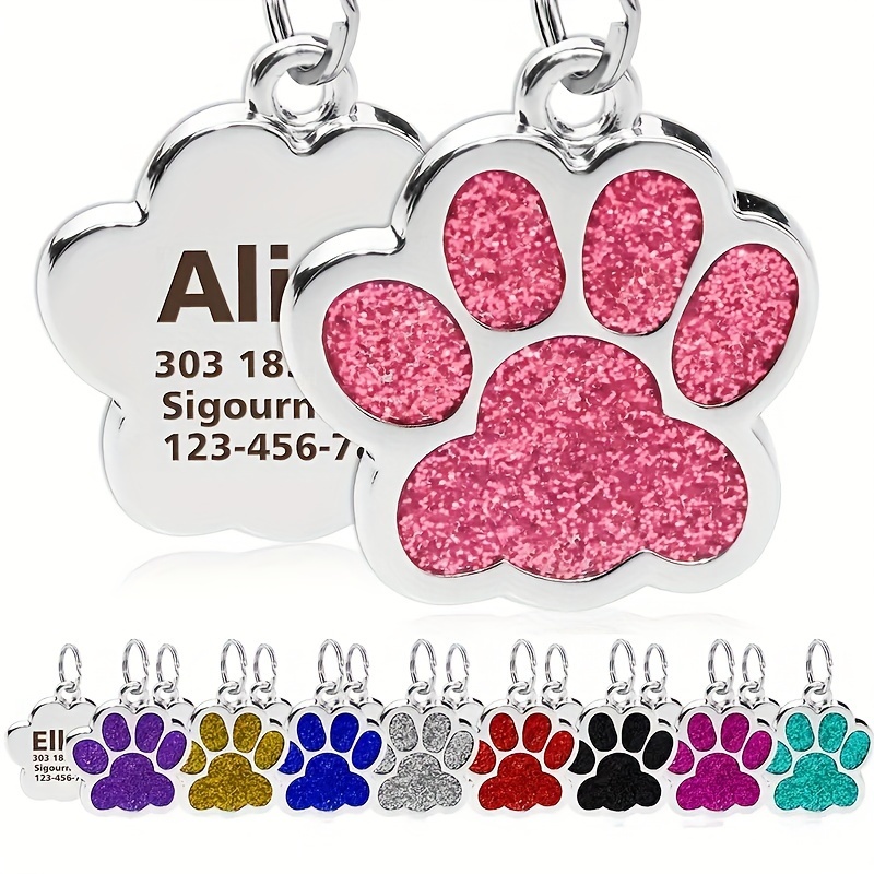 

[customized] Pet Personalized Dog Id Tag, Engraved Dog Name Tag, Cat Paw Pendant Tag, Dog Collar Name Tag