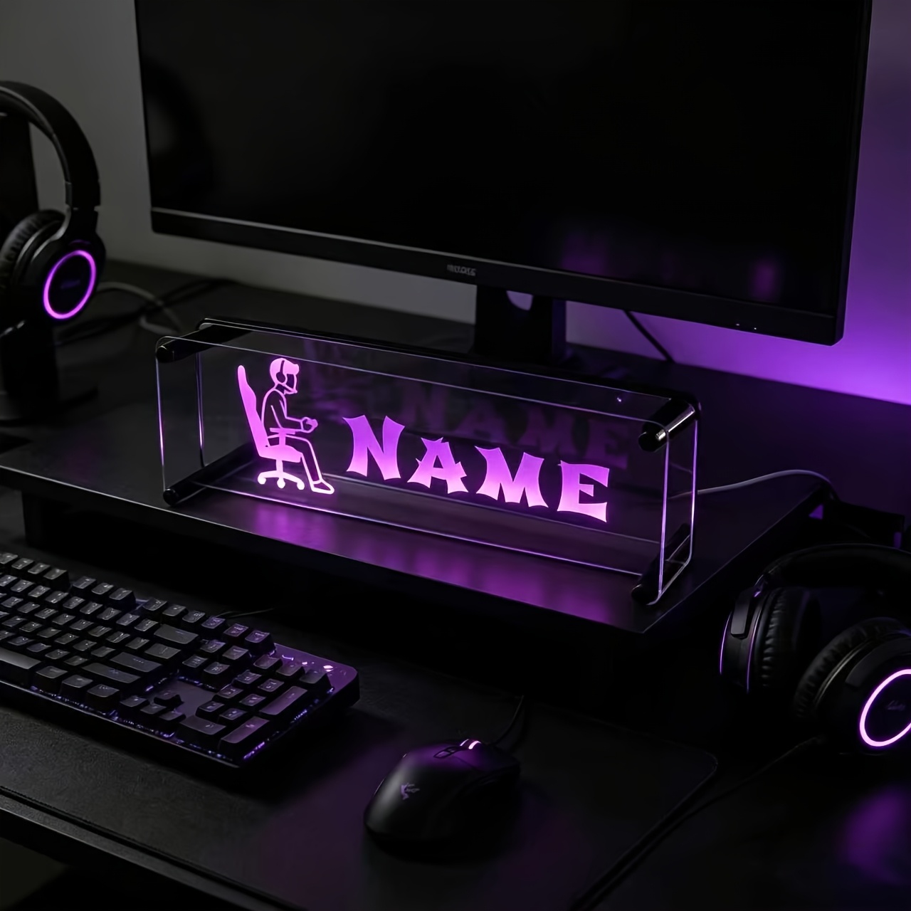 TEMU 1 Custom Gamer Name Rgb Led Ambient Light- Personalized Acrylic Desktop Lamp, Unique Room Decor, Ideal Gift For Men