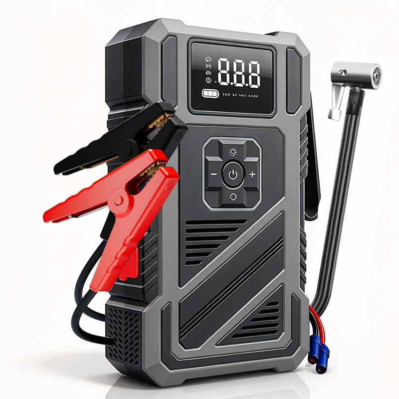 TEMU Avviatore di emergenza 6 in 1 | A5 con compressore d'aria, avviatore di emergenza portatile 7500A compatibile i motori a benzina e diesel da 10L
