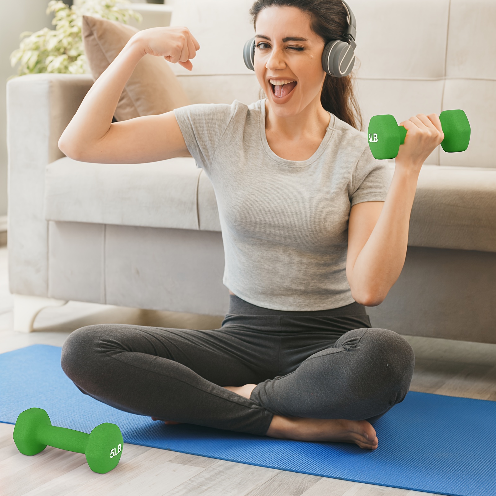 Set of 6 Neoprene Coated Dumbbells Set, Hand Weights Anti-Roll Non-Slip with Smooth Grip
