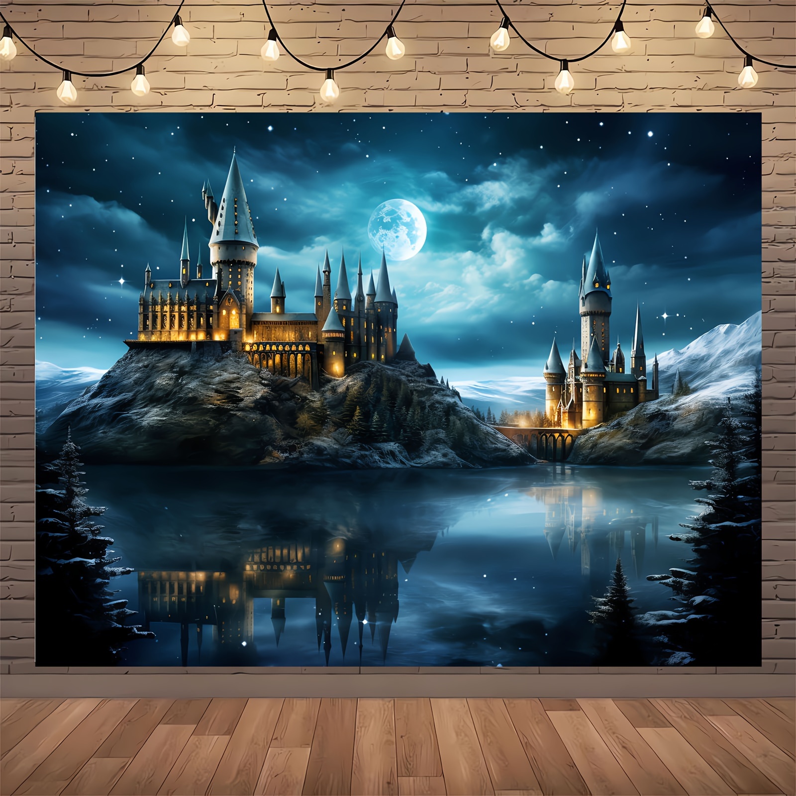 1 Τμχ Φωτογραφικά Στηρίγματα Φόντου, Μαγικό Κάστρο Φωτογραφία Φόντου Wizard World Night Sky Moon Lightning Party Διακόσμηση Φωτογραφιών