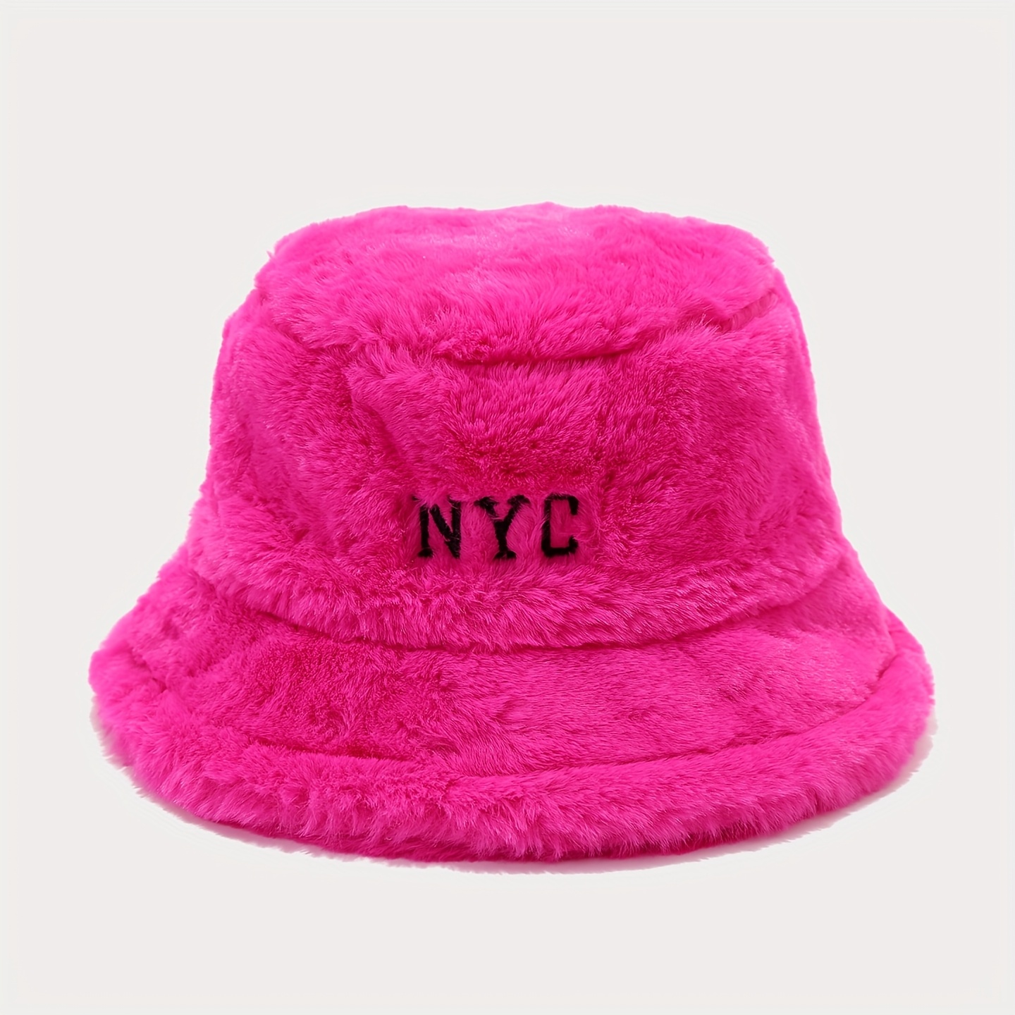 TEMU Style 1: Autumn/winter Thickened Warm Plush Bucket Hat, Unisex, With Nyc Letter Embroidery