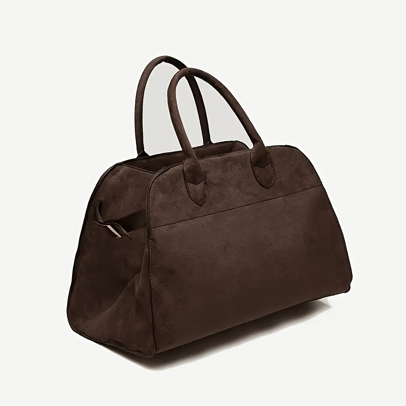 TEMU Women's Large Capacity Handbag- Elegant Color, Decorated With Faux Fur, Suitable For , Durable And Spacious Women's Work Bag With Fixed Strap, ,
