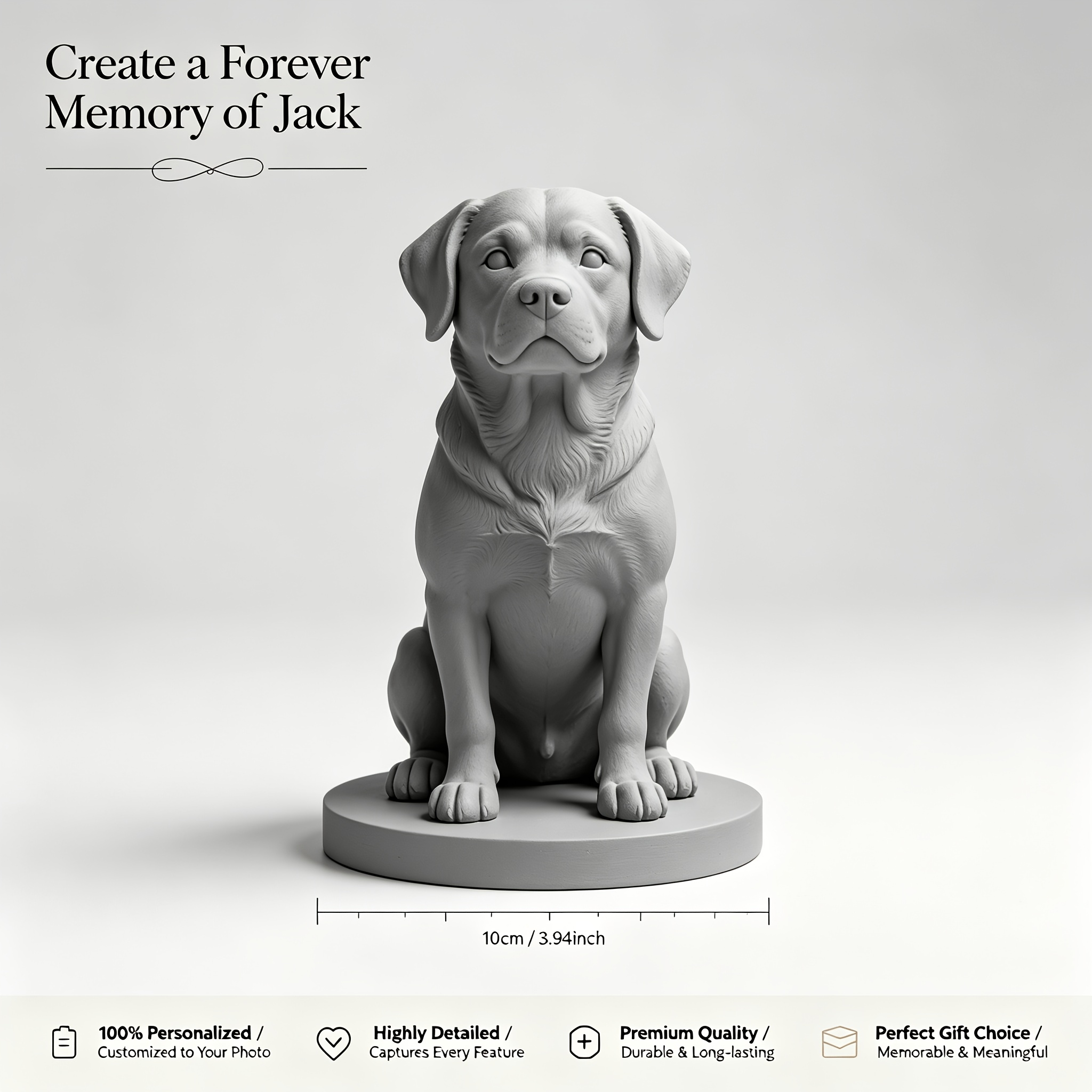 Custom 3D Pet Portrait Sculpture from Photo