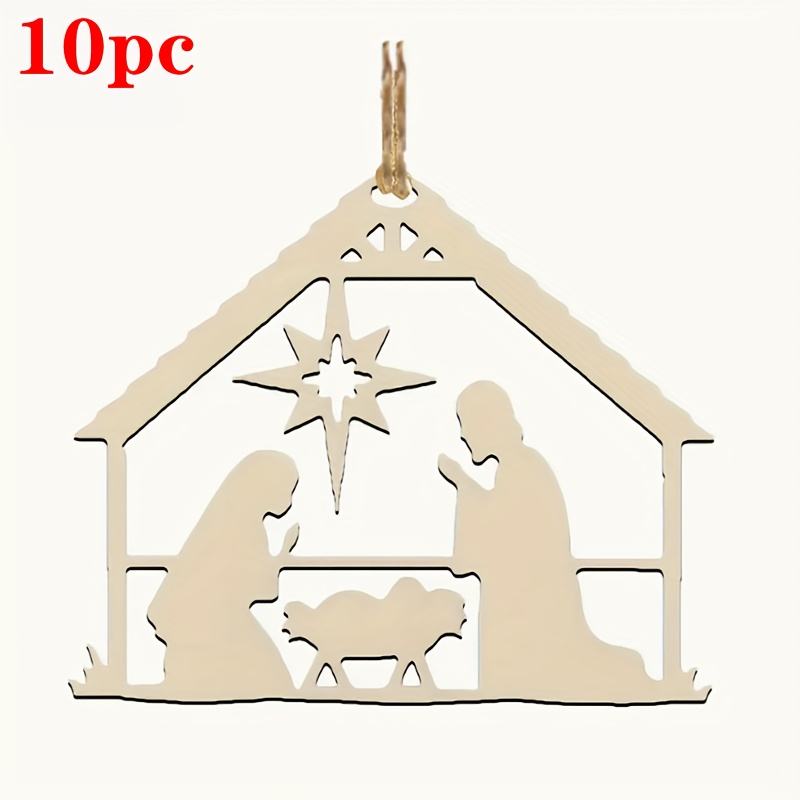 Image of 10 Wooden Decorative Wood Slices For Diy Painting And Doodling Crafts, Wooden Hanging Ornaments And Decorations For Holidays, Weddings, Family Parties, And Birthdays