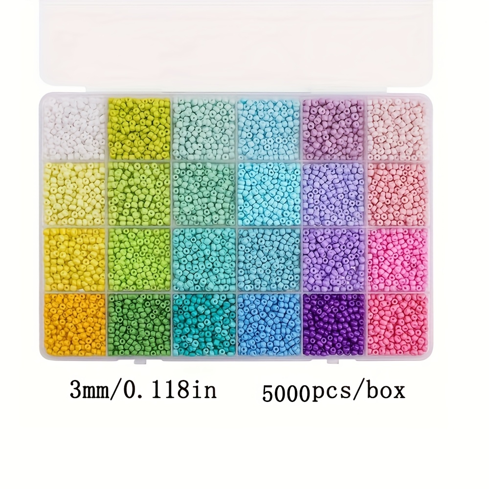 TEMU 5000/35000 3mm Glass Seed Beads Kit, 24/168 Vibrant Colors, Crafts And Jewelry Making Supplies, Round Beads Handmade Gifts, For Beginners And
