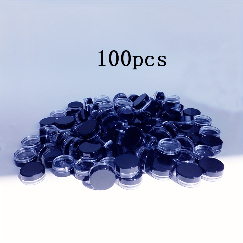 E-shop 100 Stück, 3g Schwarzer Deckel Leere Plastik-Cremetiegel, Mikro-Kosmetik-Probenbehälter, Runde Transparente Kosmetikdosen,