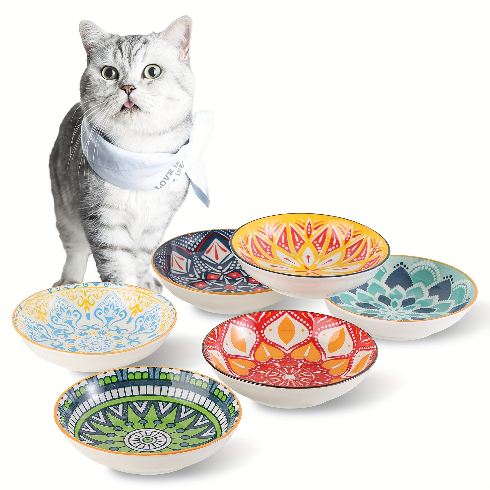 

6pcs 5.5in Shallow Cat Set - - Small Feeding Dish - And Dishwasher Safe