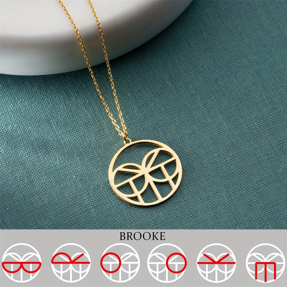 TEMU Custom Logo Round Design Stainless Steel Pendant Necklace, Unique Personalized Name Necklace - & Birthday Gift For , Stylish Versatile Jewelry