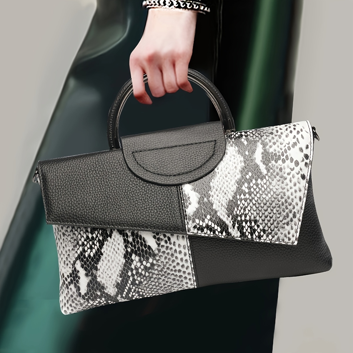 2025 Women's Evening Crocodile-Embossed Crossbody Clutch - Detachable Strap, Magnetic Closure, Fade-Resistant, Red/Black, Versatile for Weddings, Parties & Formal Events, Wedding Accessory, Elegant Accessory, Faderesistant Fabric