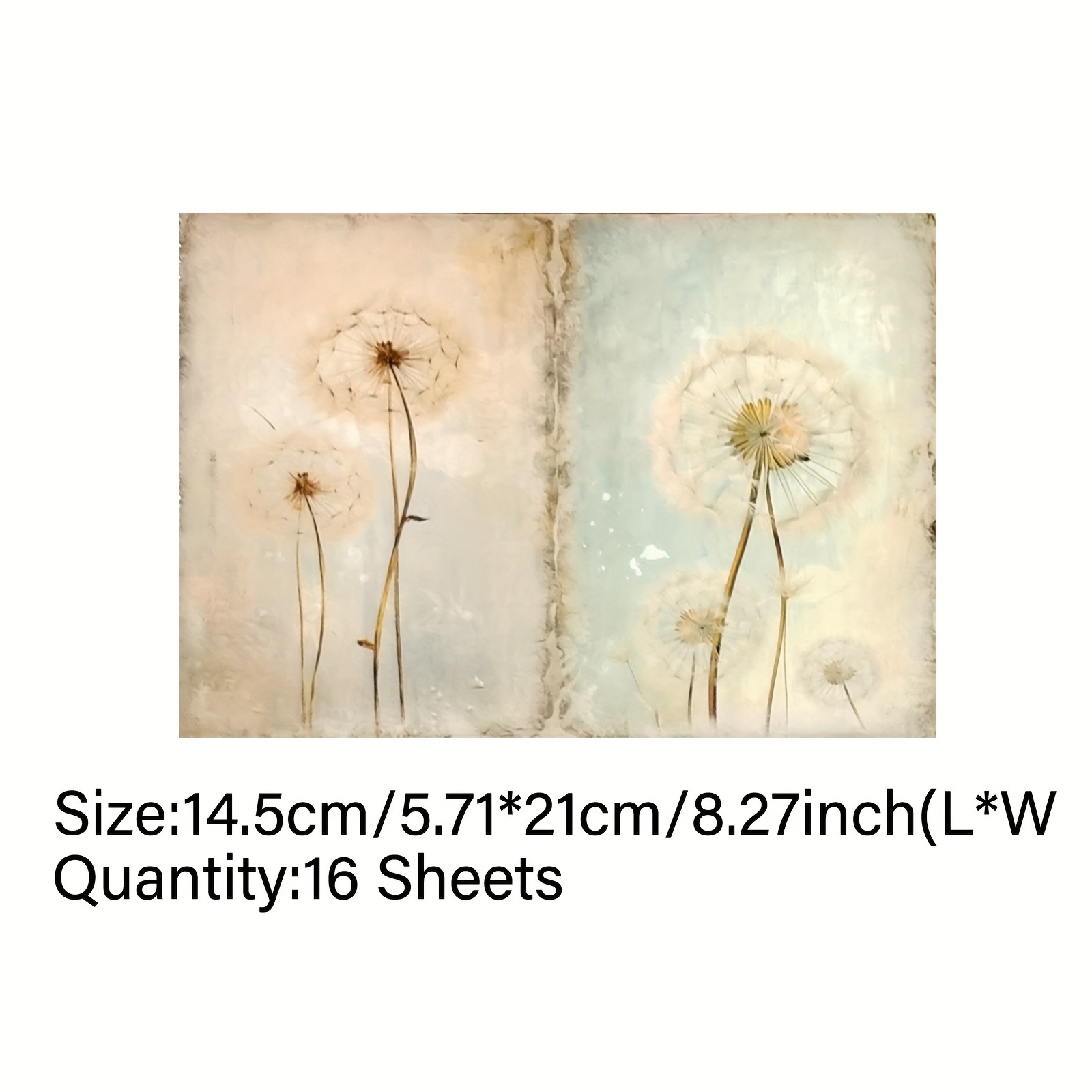 E-shop Vigus 16-Blatt Pusteblumen, die im Wind flattern, Beschreibung Junk Journal Tagebuch A5-Größe Bastelpapier