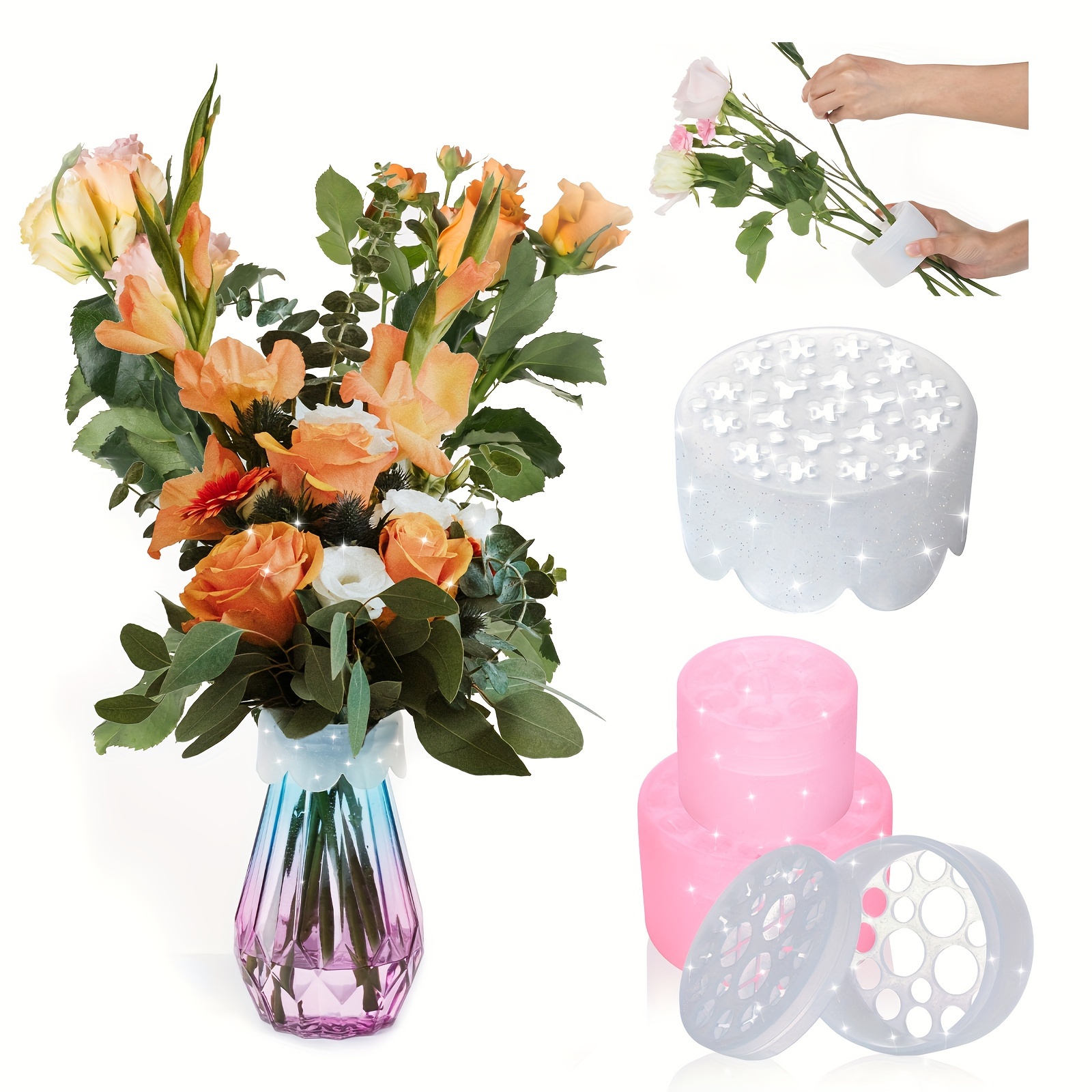 4 PCS Spial Ikebana Stem Holdes, Twist Otatable Flowe