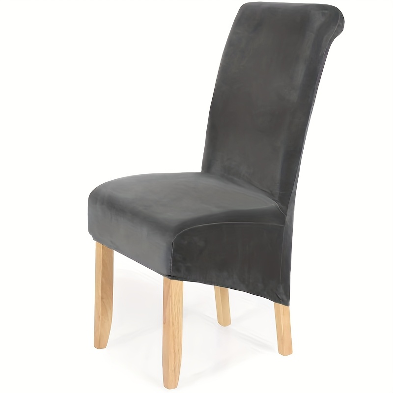 Image of Velvet Xl Size Chair Cover Oversize Long Back Spandex Dining Chair Slipcover Large Elastic Stretch Case For Home Kitchen Banquet