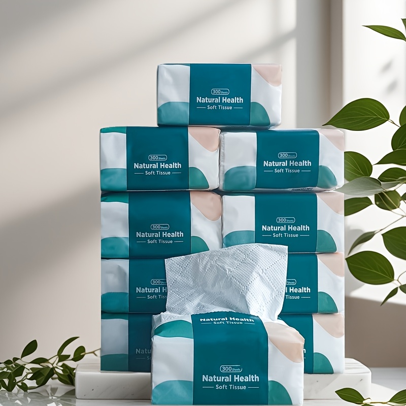 TEMU 10 Packs Of 3, 000 Sheets, Bamboo And Wood Mixed Tissues, Tissue, Super Large Capacity Family Bag, Skin-friendly 3 Layers, Easy To Wipe And Not Easy To Break
