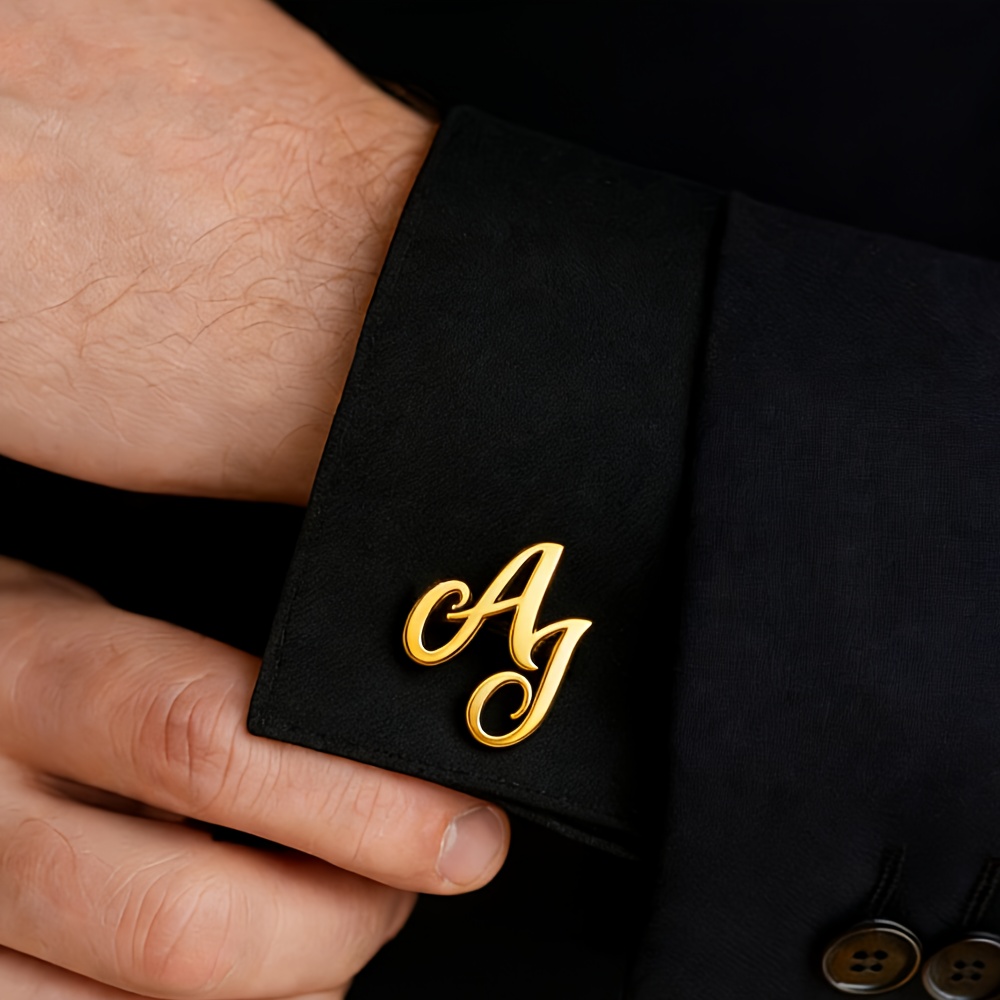 Custom Initial Cufflinks Personalized with 2 Letters, Minimalist Design