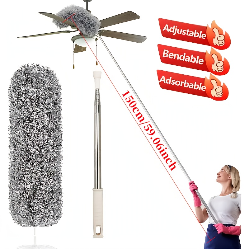 E-shop Flexibler, ausziehbarer Staubwedel mit verstellbarem Kopf - Waschbar und wiederverwendbar zur Reinigung von hohen Decken, Möbeln und Fahrzeugen