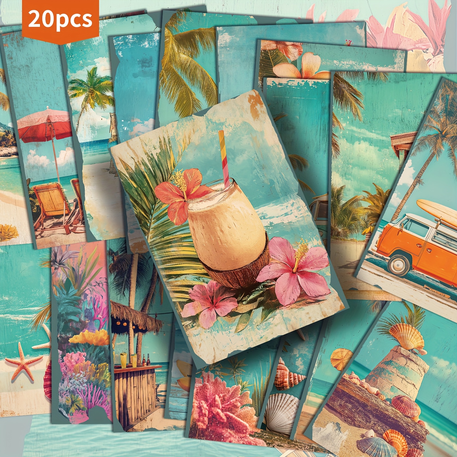 TEMU Set Of 20 Summer-themed Postcards Featuring Mermaids, Measuring 4x6 Inches, With Vintage Pinup Art, Perfect For Scrapbooking And Crafting