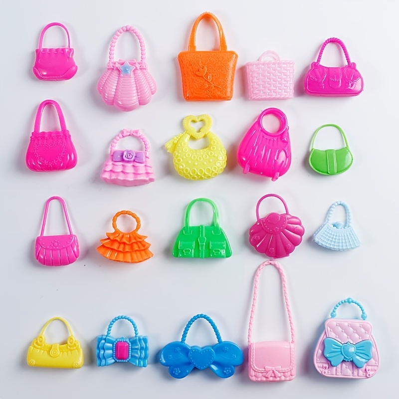 

20pcs Fashion Doll Handbag Set, Assorted Styles Plastic Miniature Doll Accessories, Mixed Color