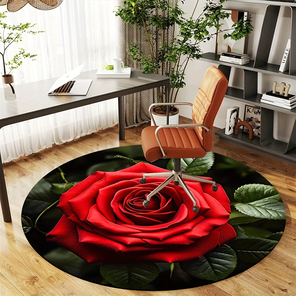 rote rosenmuster runde polyester bodenmatte 800g/m2