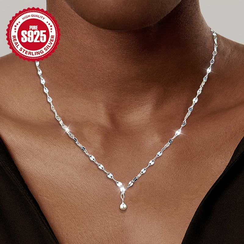 

S925 Sterling Silver Lip Chain Necklace - Dainty And Shimmering, Perfect For Everyday Wear And Festive Gifting - Low Allergy 2.8g