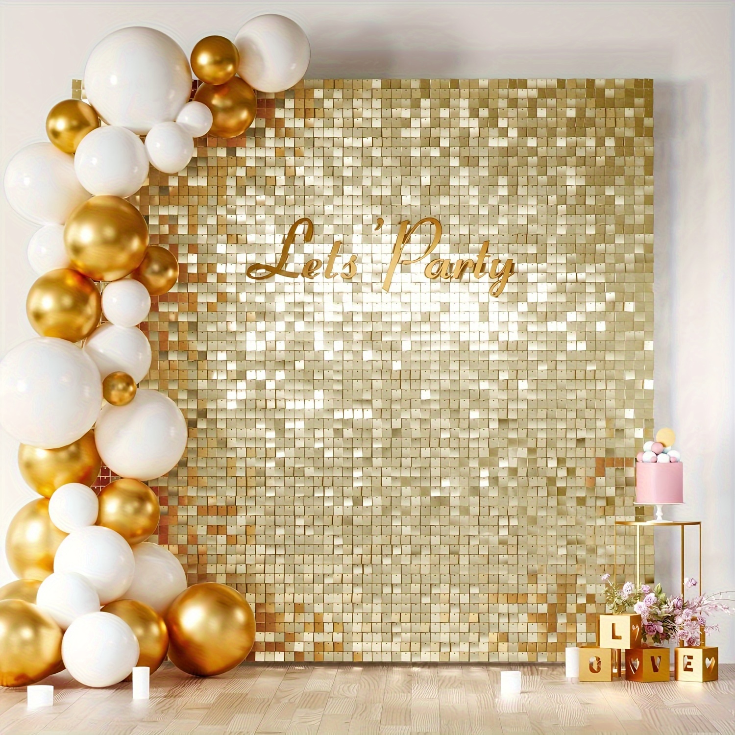 

24pcs Shimmer Backdrop Panels Shimmer Wall Backdrop 24 Packs For Party Wedding Birthday Engagement Parties Anniversary Decoration