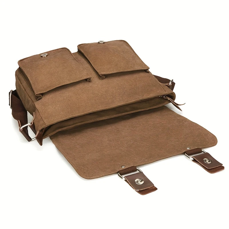 large capacity retro canvas messenger bag durable flag satchel bag causal laptop bag shoulder bag book bag details 4