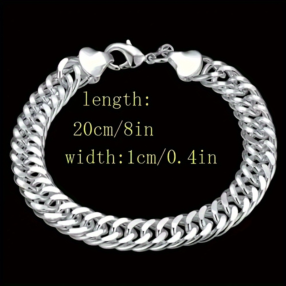 1pc 925 silver plated 10mm width chain bracelet men boy Temu