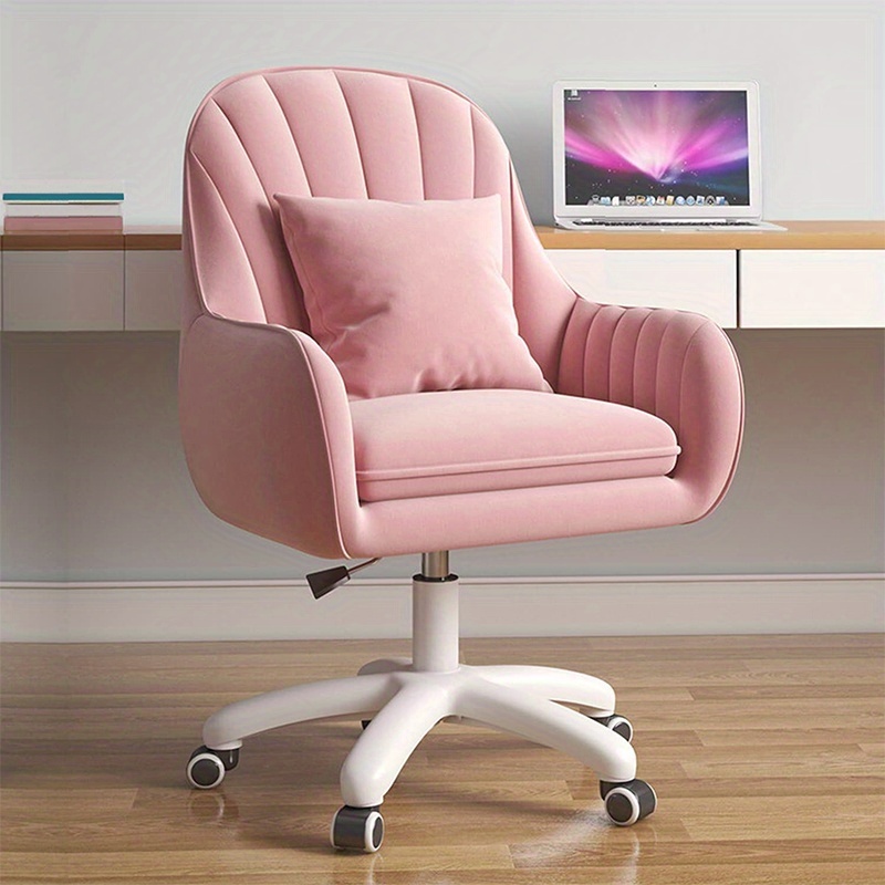 Image of Contemporary Computer Chair For Home Office, Height Adjustable Velvet Makeup Chair, 360° Rotating Task Chair With , Easy Assembly In Black, White, Pink, And Gray - 4 Stylish Colors
