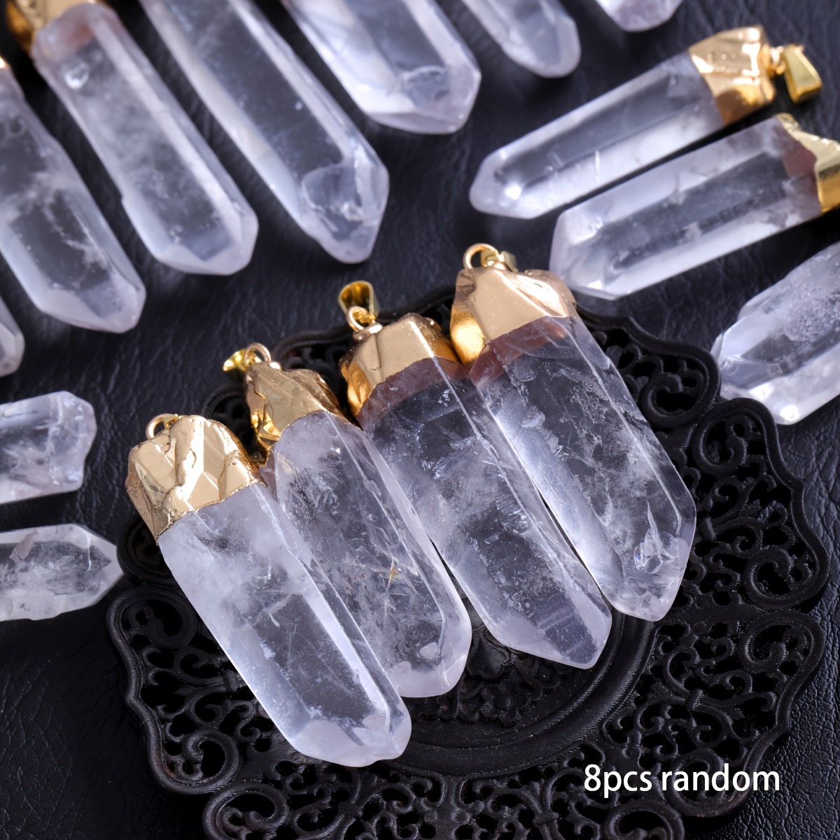 Image of 1/5/8pcs Irregular Gold Plated Column Pendant, Unisex Necklace & Bag Charm, Crystal Additions For Daily & Business Wear, Collectible Holiday Gift For Men Women, Random Size