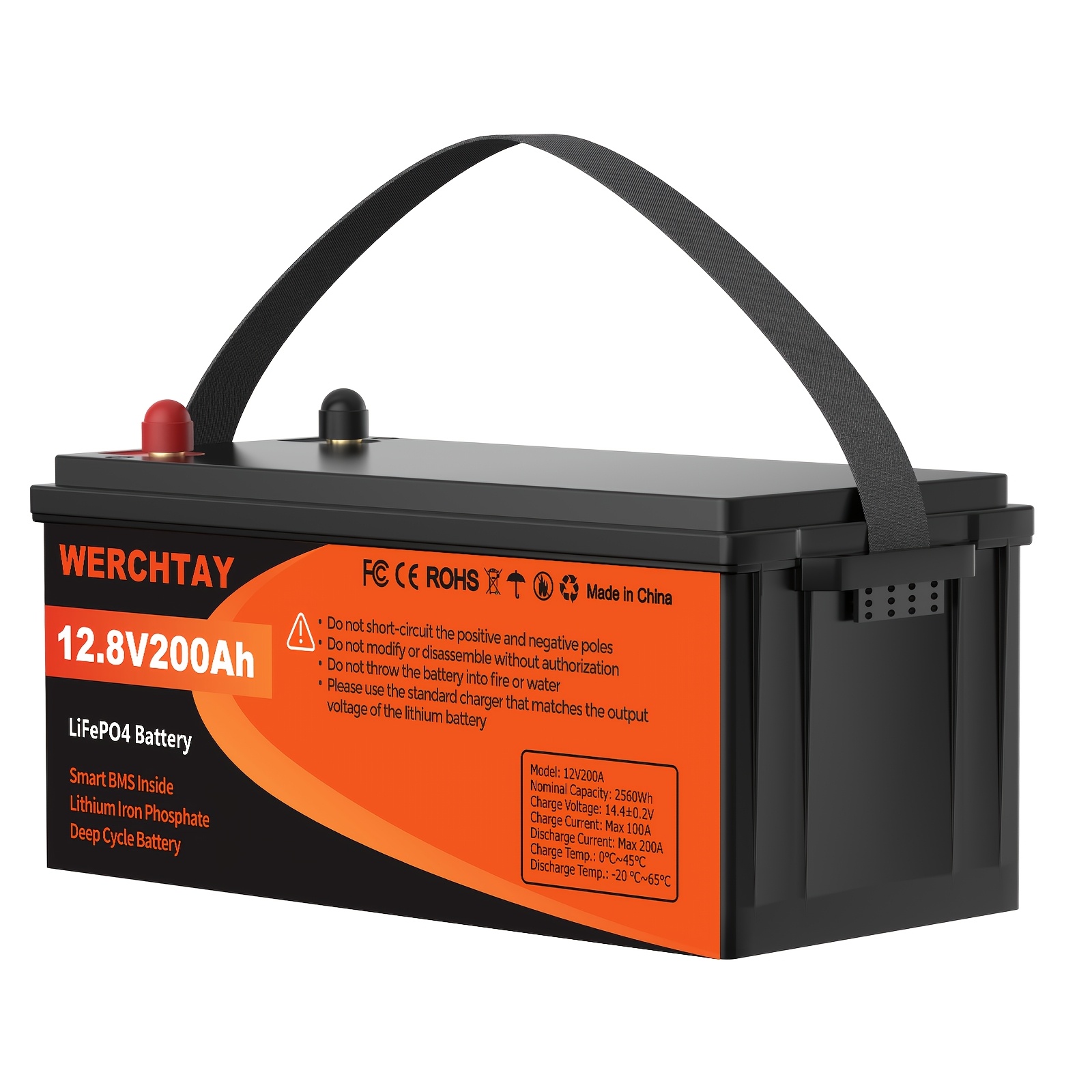 TEMU Werchtay 12.8v 100ah/200ah/300ah Lithium Iron Phosphate Batteries With Built-in Bms And Over 25, 000 Deep Cycles Are Suitable For Outdoor