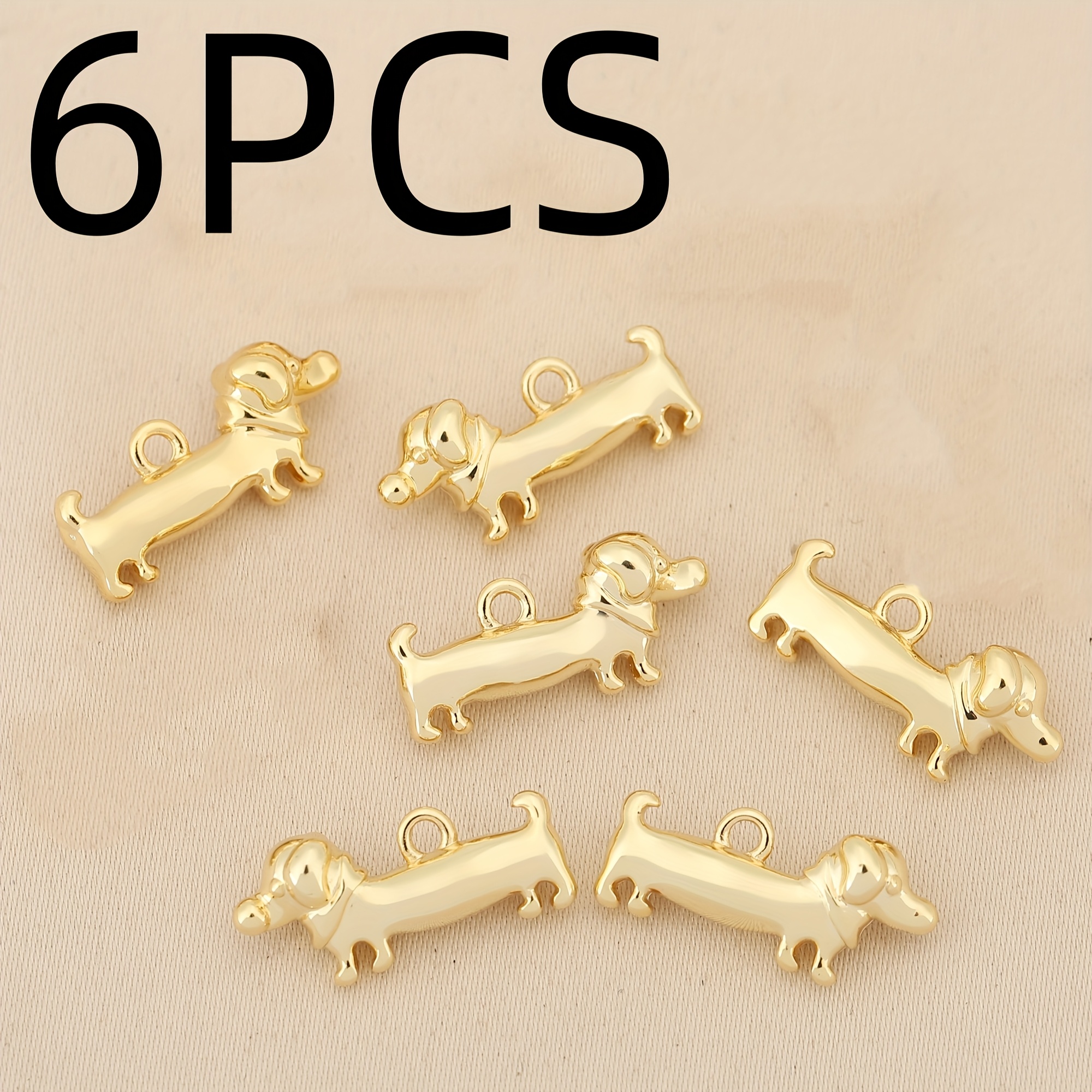 TEMU 6pcs, Western Fashion-copper-exquisite Puppy Chain Pendant, Unisex Fashion Pendant, Applicable To Necklace Pendant Jewelry Making Additions