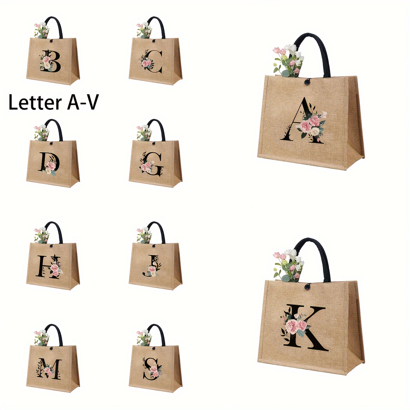 

Khaki Letter Tote Bag - ' Handbag, Lined