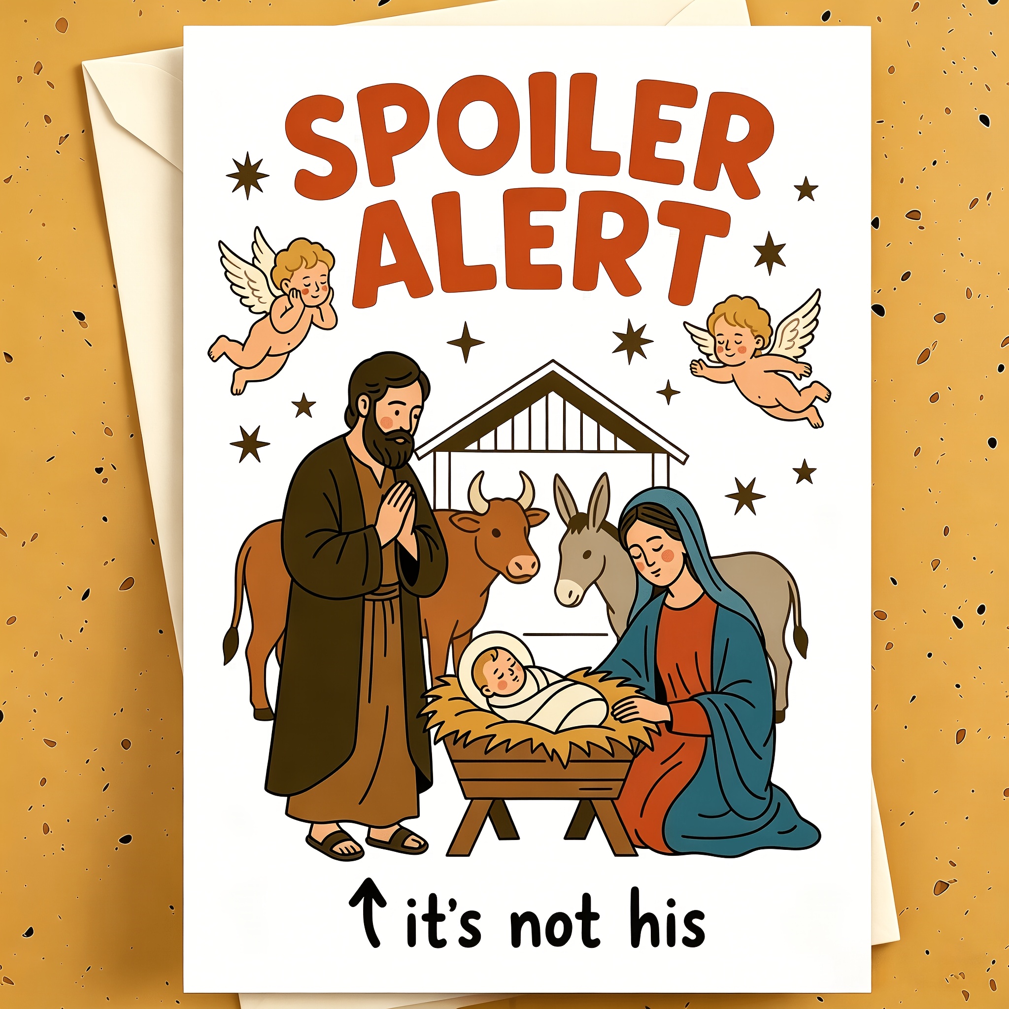TEMU 1 Christmas Nativity Greeting Card Featuring Mary, Joseph, And An , Perfect For Holiday Greetings, Family, , And Festive Celebrations, With A