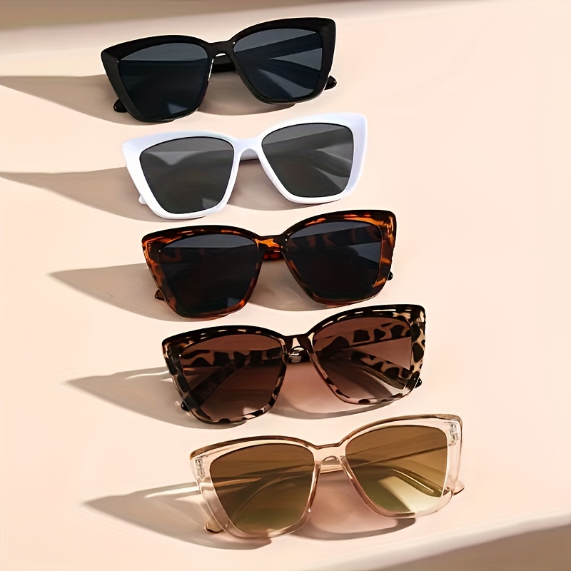 

5 Pcs Women's Vintage Cat-eye Glasses, Plastic Frame, Trendy Street Style For Hiking & Outdoor Activities