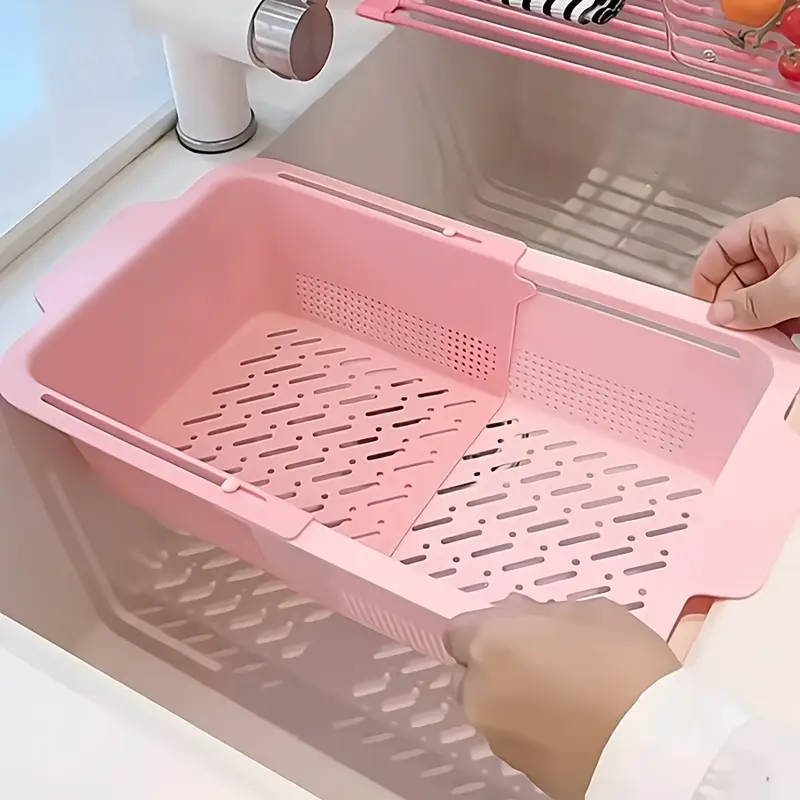 2pcs adjustable plastic sink filter basket expandable with handle kitchen drain rack durable dishwashing and waste filter solution for modern kitchens Product details 0